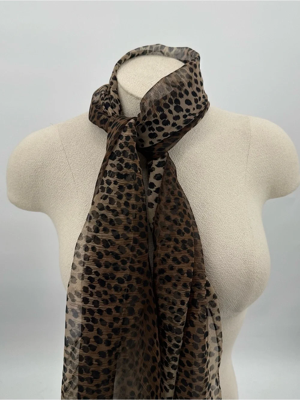 Unbranded Cheetah Print Black & Brown Scarf Accessory Flowy Animal Print